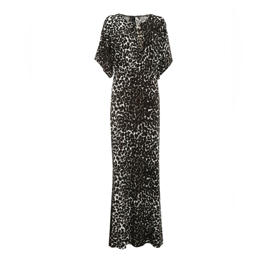 NORMA KAMALI X REVOLVE animal print short sleeve Dolman maxi jersey dress xsmall